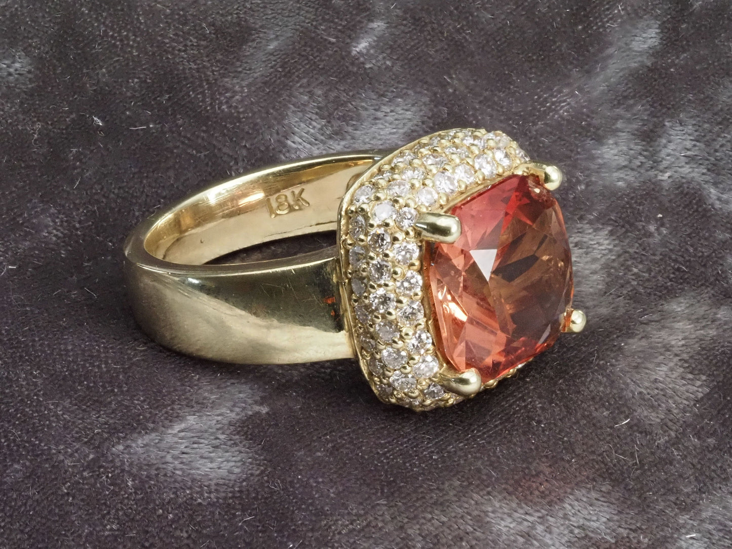 Red Oregon Sunstone 18k Gold Ring