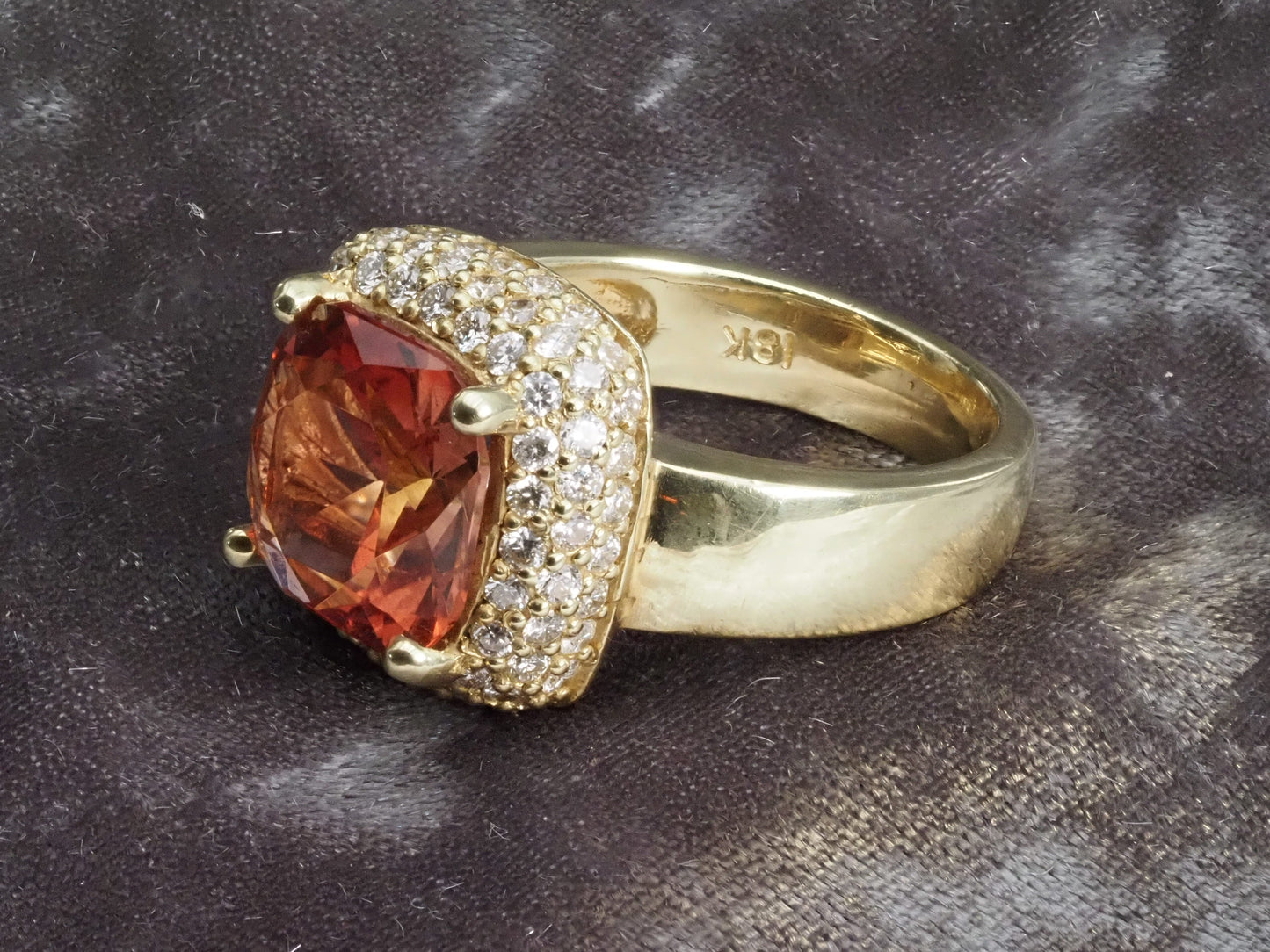Red Oregon Sunstone 18k Gold Ring