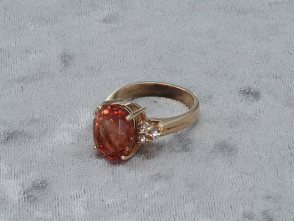 Red Oregon Sunstone 14k Gold Ring