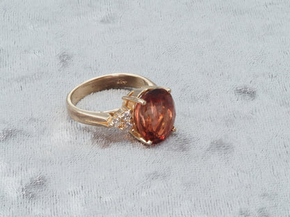 Red Oregon Sunstone 14k Gold Ring