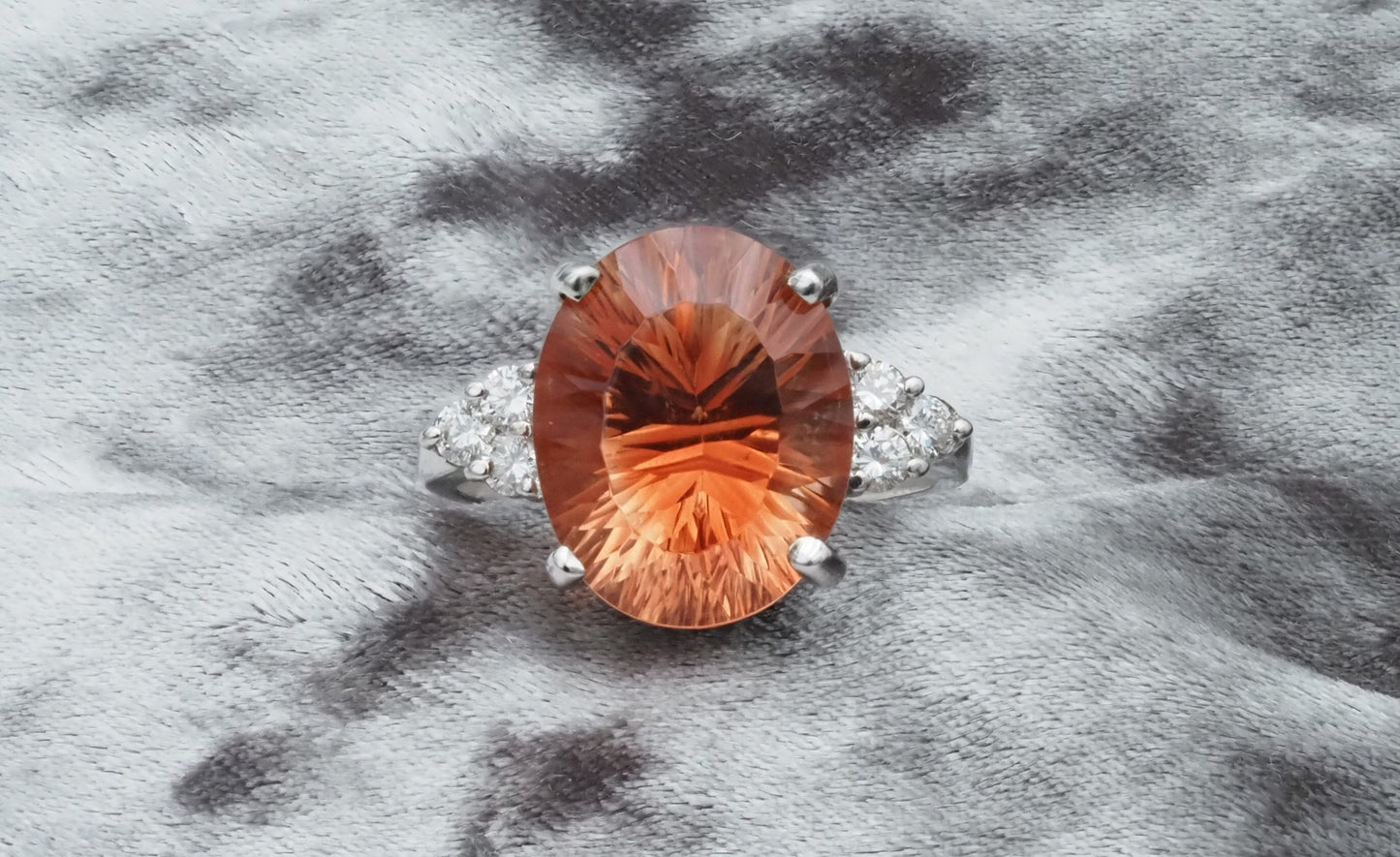 Red Oregon Sunstone 14k White Gold Ring