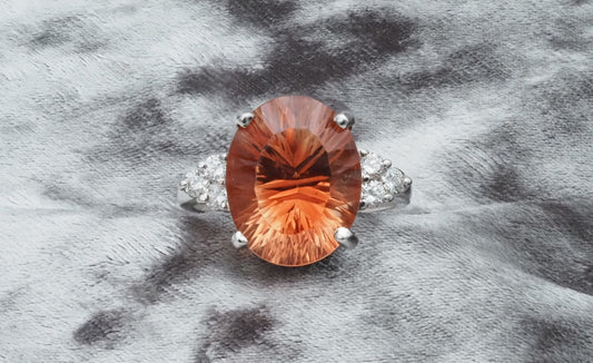 Red Oregon Sunstone 14k White Gold Ring