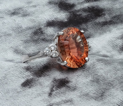 Red Oregon Sunstone 14k White Gold Ring