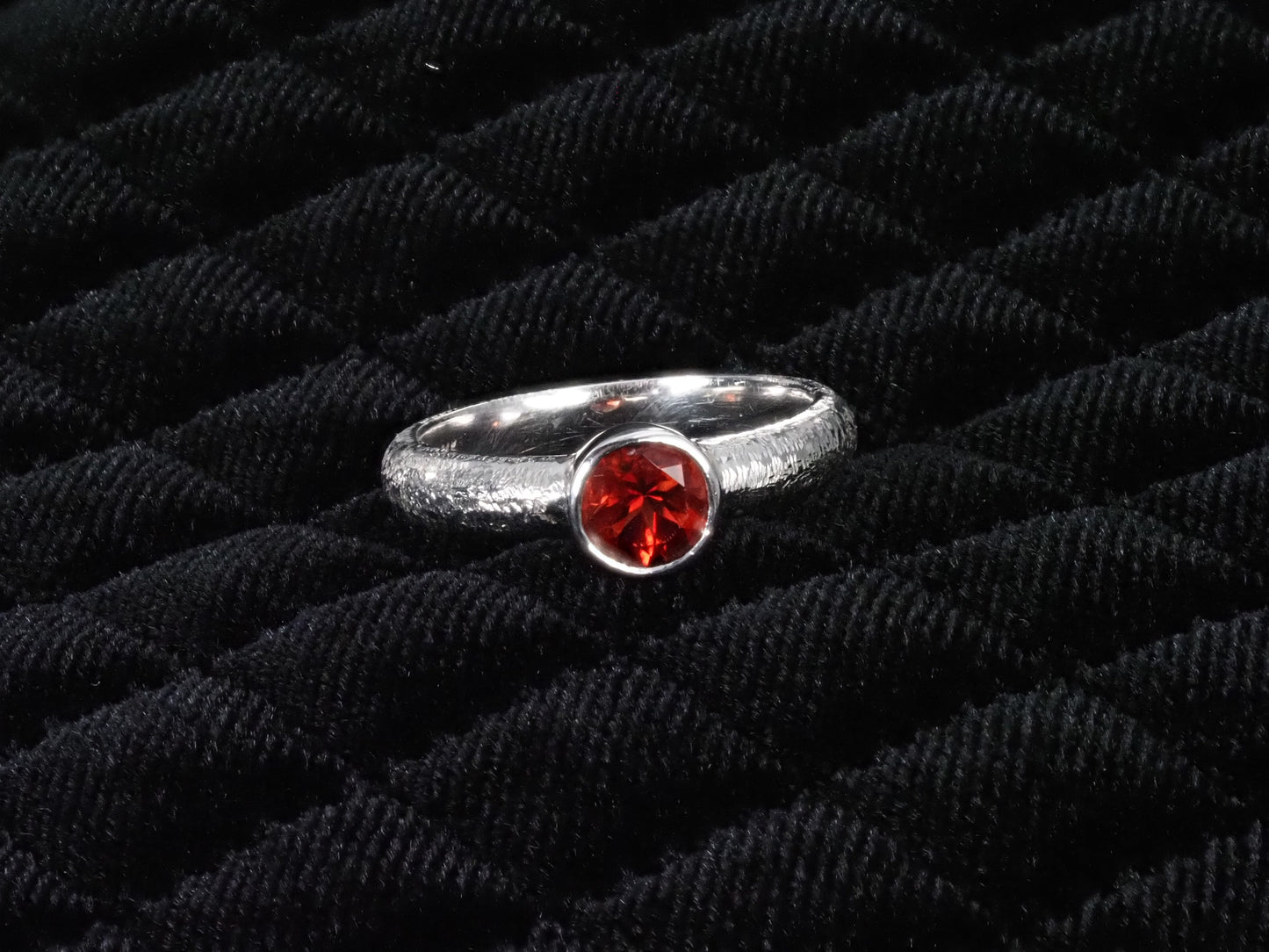 Red Oregon Sunstone 14k White Gold Ring