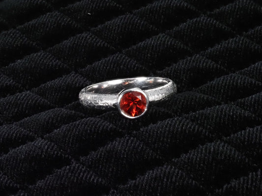 Red Oregon Sunstone 14k White Gold Ring