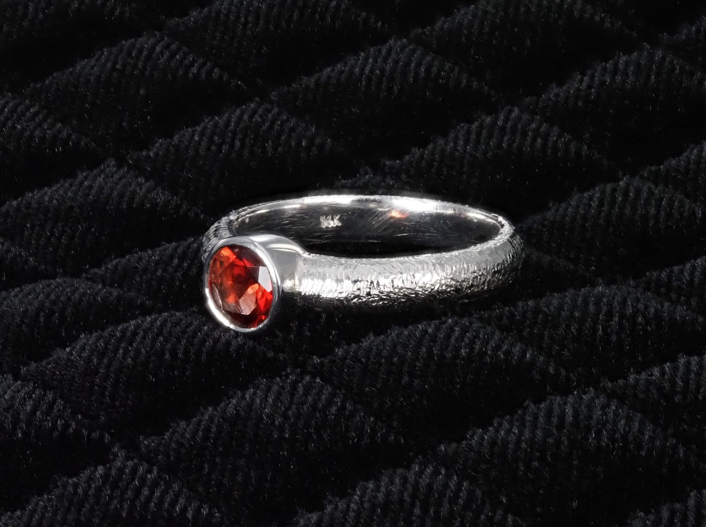 Red Oregon Sunstone 14k White Gold Ring