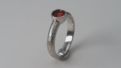 Red Oregon Sunstone 14k White Gold Ring
