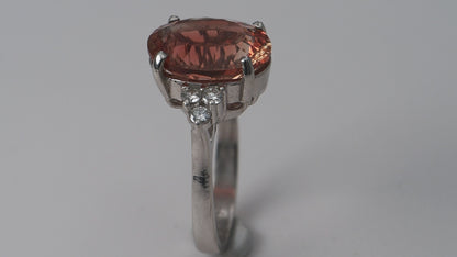 Red Oregon Sunstone 14k White Gold Ring